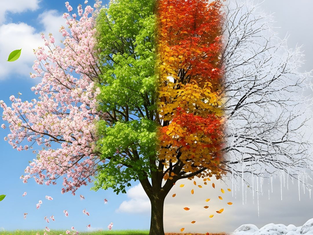 Baum in vier Jahreszeiten quadratisch