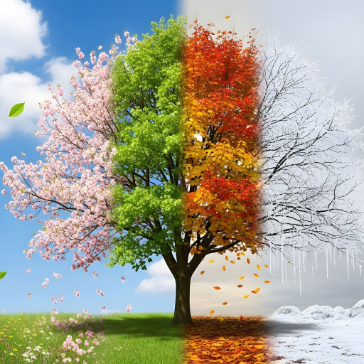 Baum in vier Jahreszeiten quadratisch